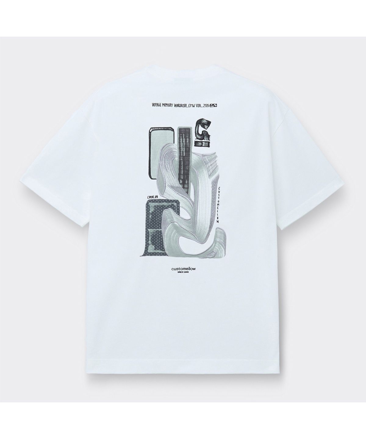 커스텀멜로우(CUSTOMELLOW) [Vincent] White Graphic T-Shirt CWTAM26495WHX