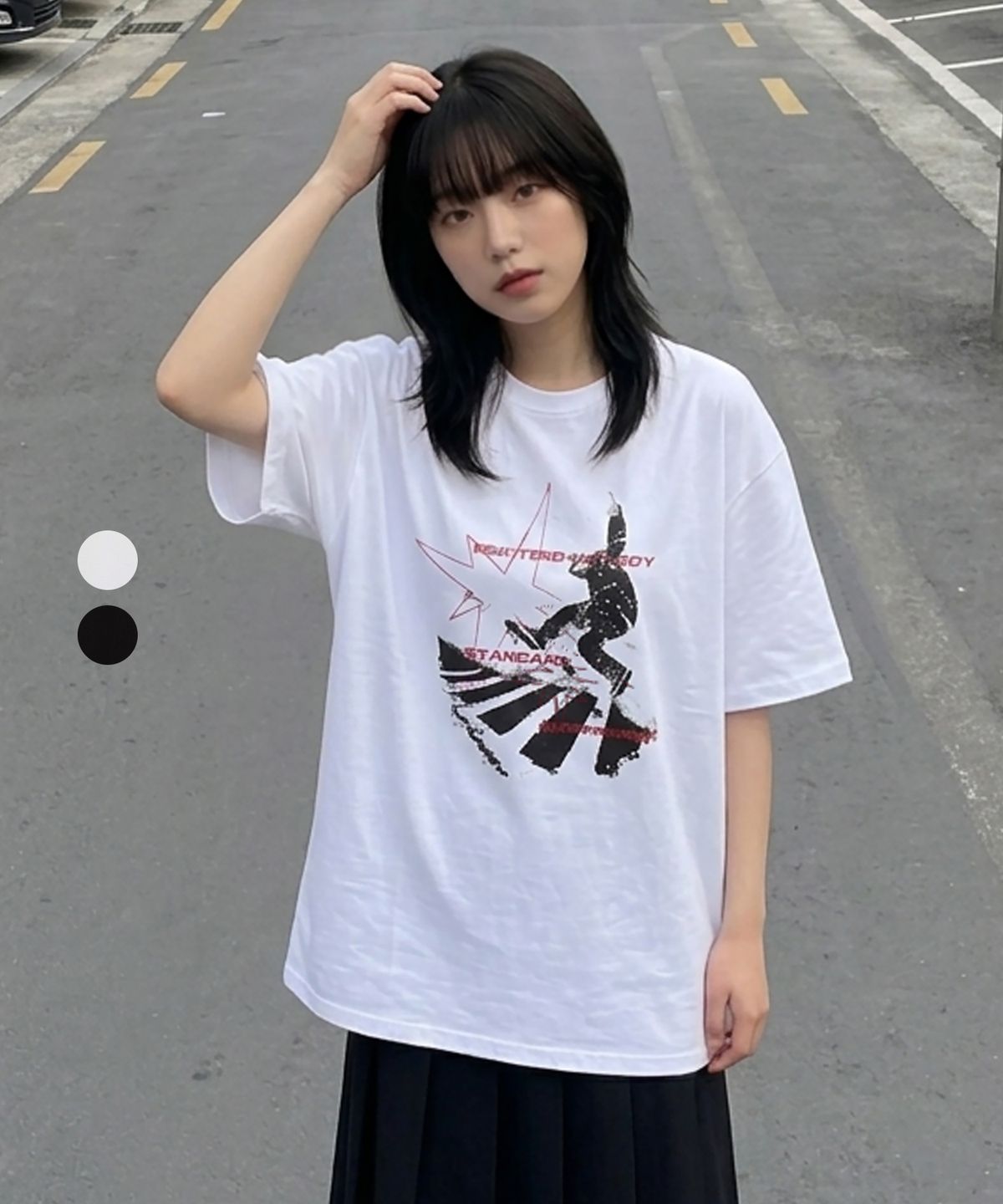 스탠다드에러(STANDARDERROR) 87-STAN320 스케이트보드 보이 크랙 솔리드 반팔 티셔츠 (2color)
