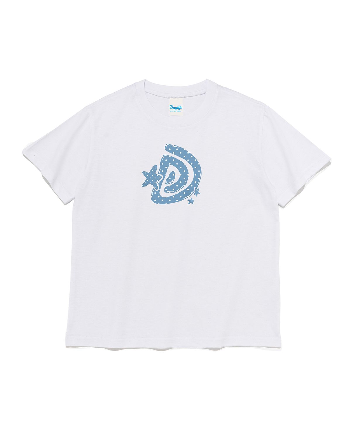데이라이프(DAYLIFE) 도트 스플래쉬 D로고 우먼 반팔 티셔츠 (화이트)
