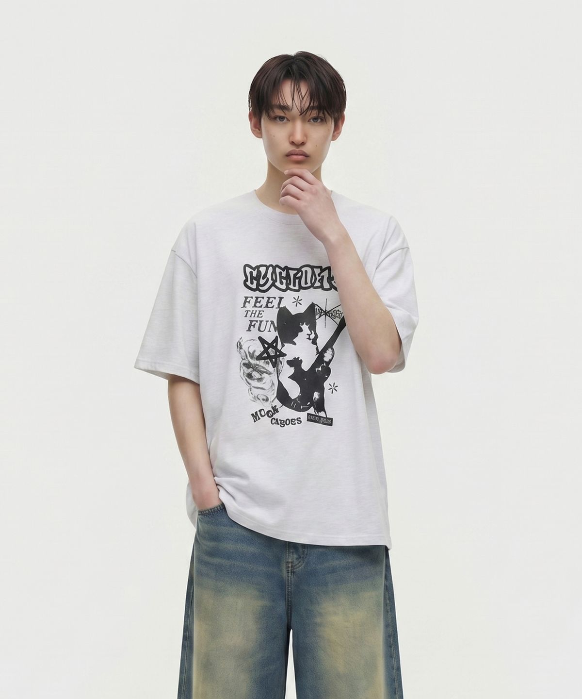 오티디(OTD) 캣사이클론 오버핏 반팔 티셔츠 백메란지
