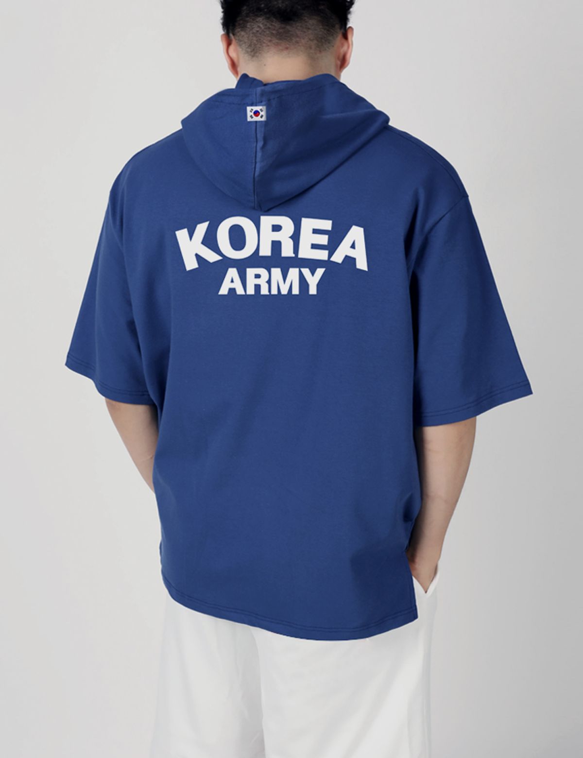 엠블룩(AMBLELOOK) 프리미엄 면스판 로카 후드반팔티 KOREA ARMY (4color)