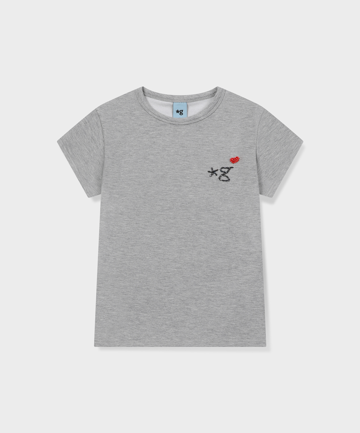 글런든(GRUNDEN) BEADED LOGO T-SHIRT (MELANGE GREY)_G26BWJTS01