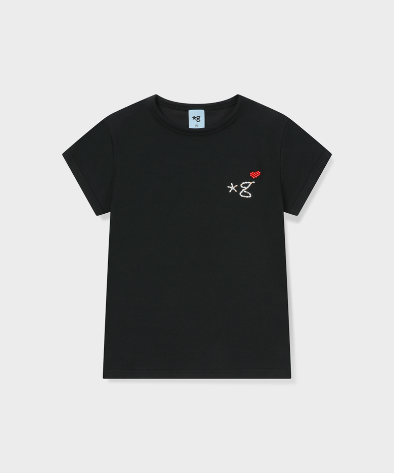 BEADED LOGO T-SHIRT (BLACK)_G26BWJTS01
