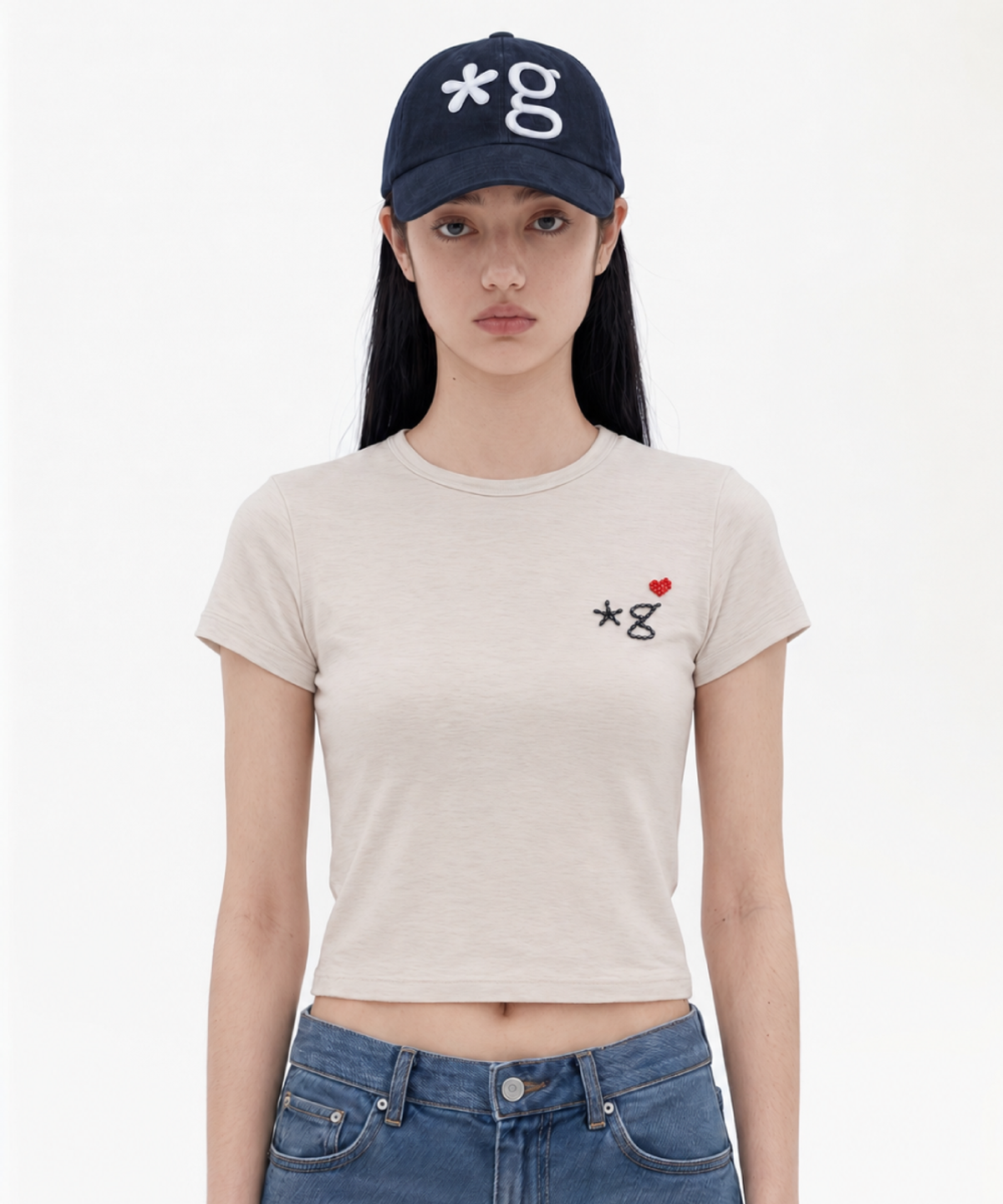 글런든(GRUNDEN) BEADED LOGO T-SHIRT (BEIGE)_G26BWJTS01