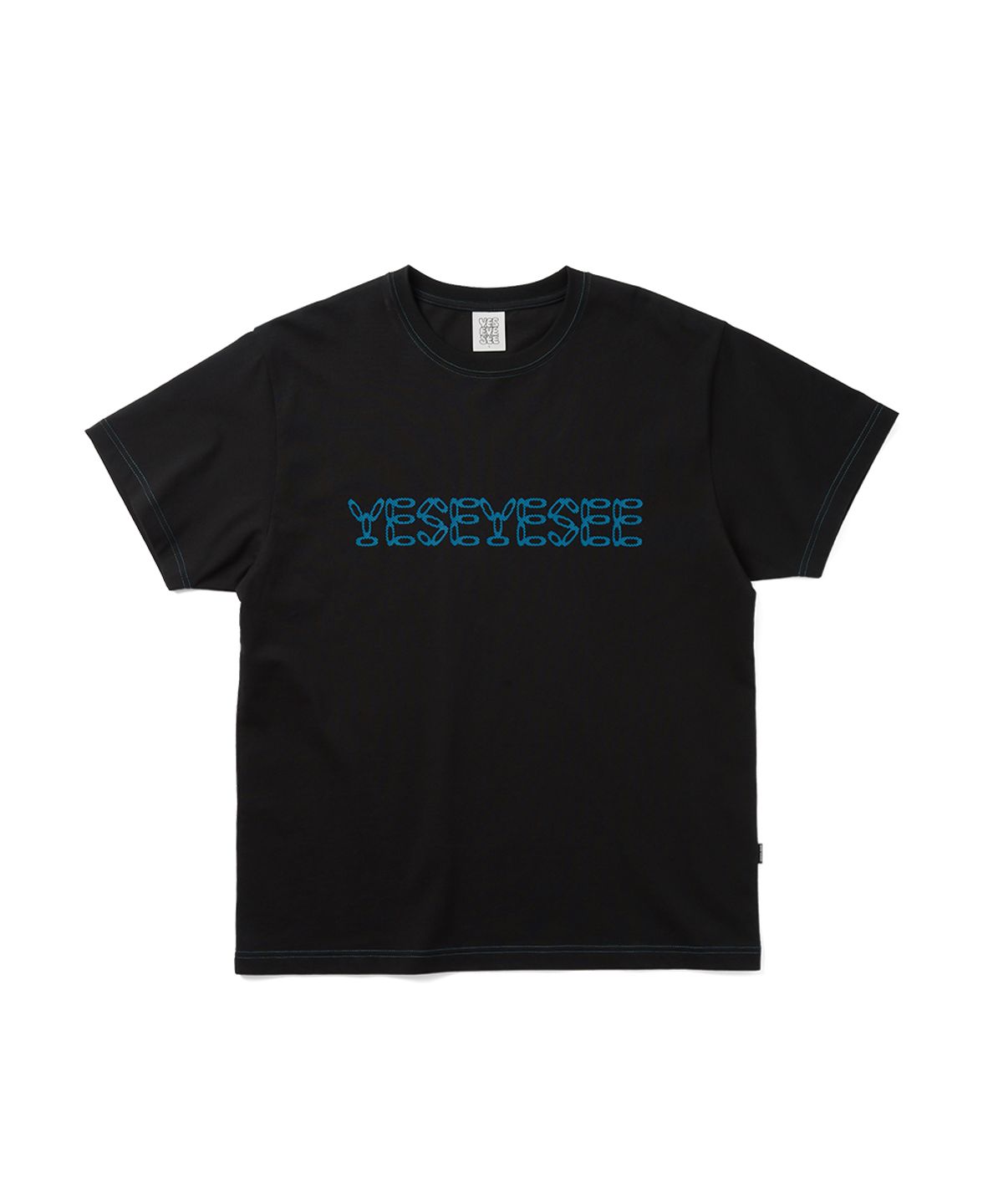 예스아이씨(YESEYESEE) Contrast Stitch Chain Logo Tee Black