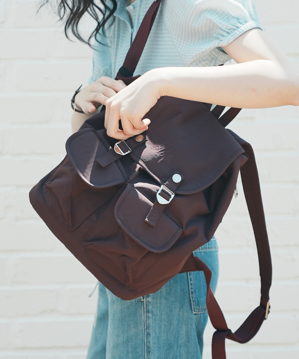 아브르(ABBR) Classic Snap Mini Backpack_Plum