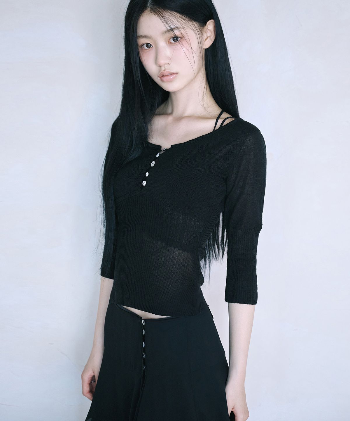 레이즈미야(REISE MIYA) 아멜리 니트 탑 [BLACK]
