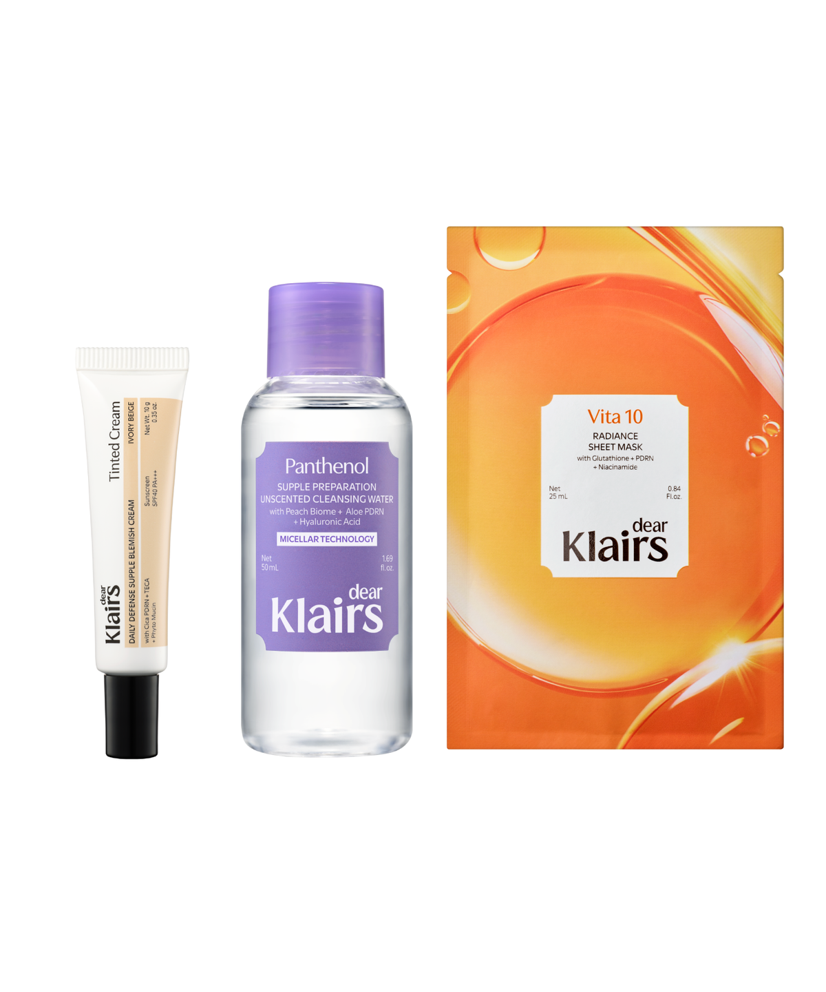 클레어스(KLAIRS) [TRAVEL KIT]데일리 디펜스 BB크림 10g+클렌징워터 50ml+비타민 생기마스크1매