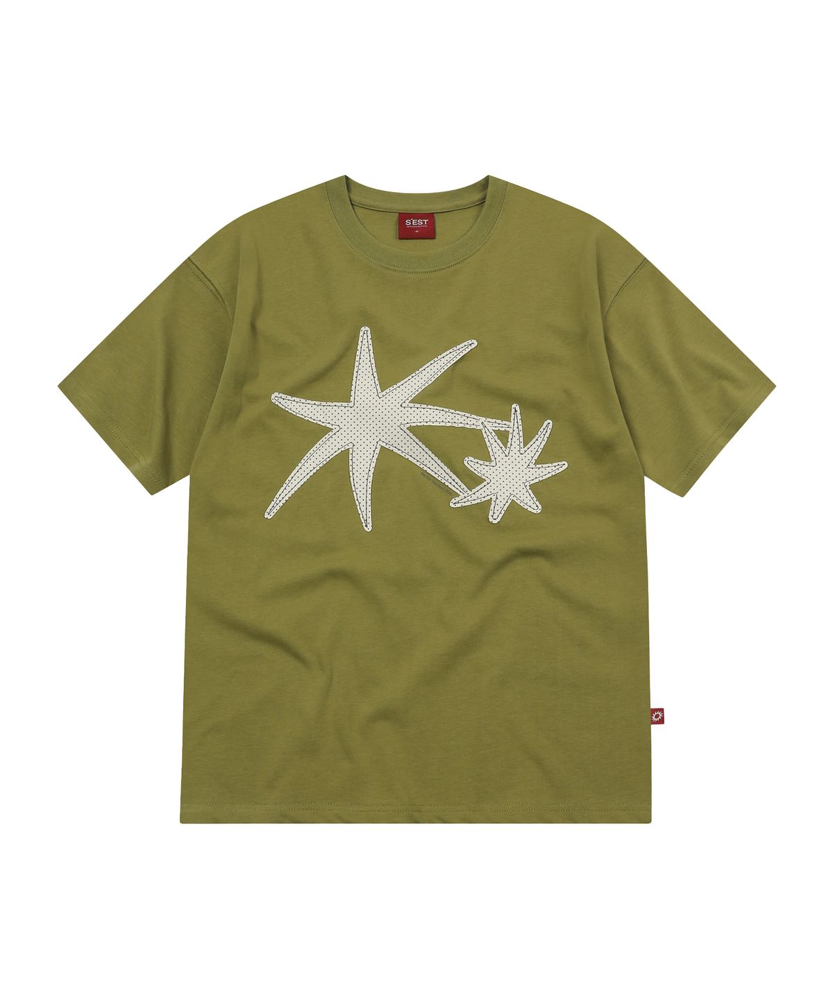 에스이에스티(S'EST) Star Orbit Applique T-shirts Olive