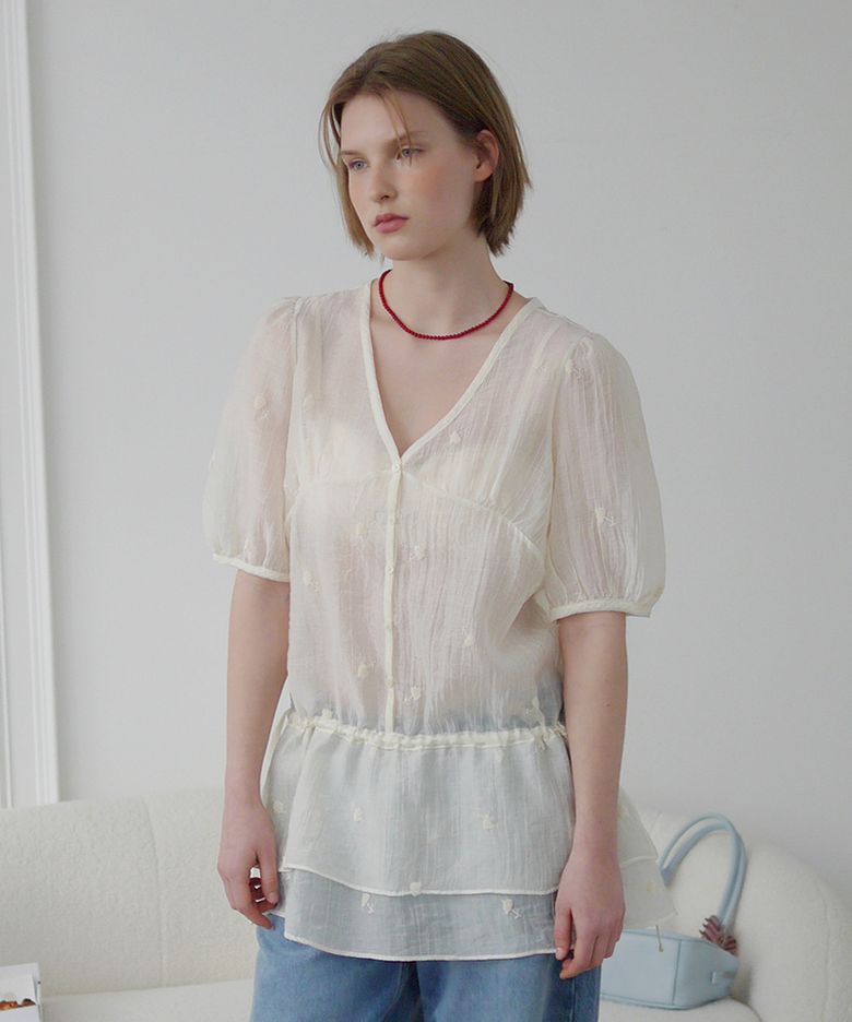 FLORAL SHEER LAYERED DRESS (IVORY)