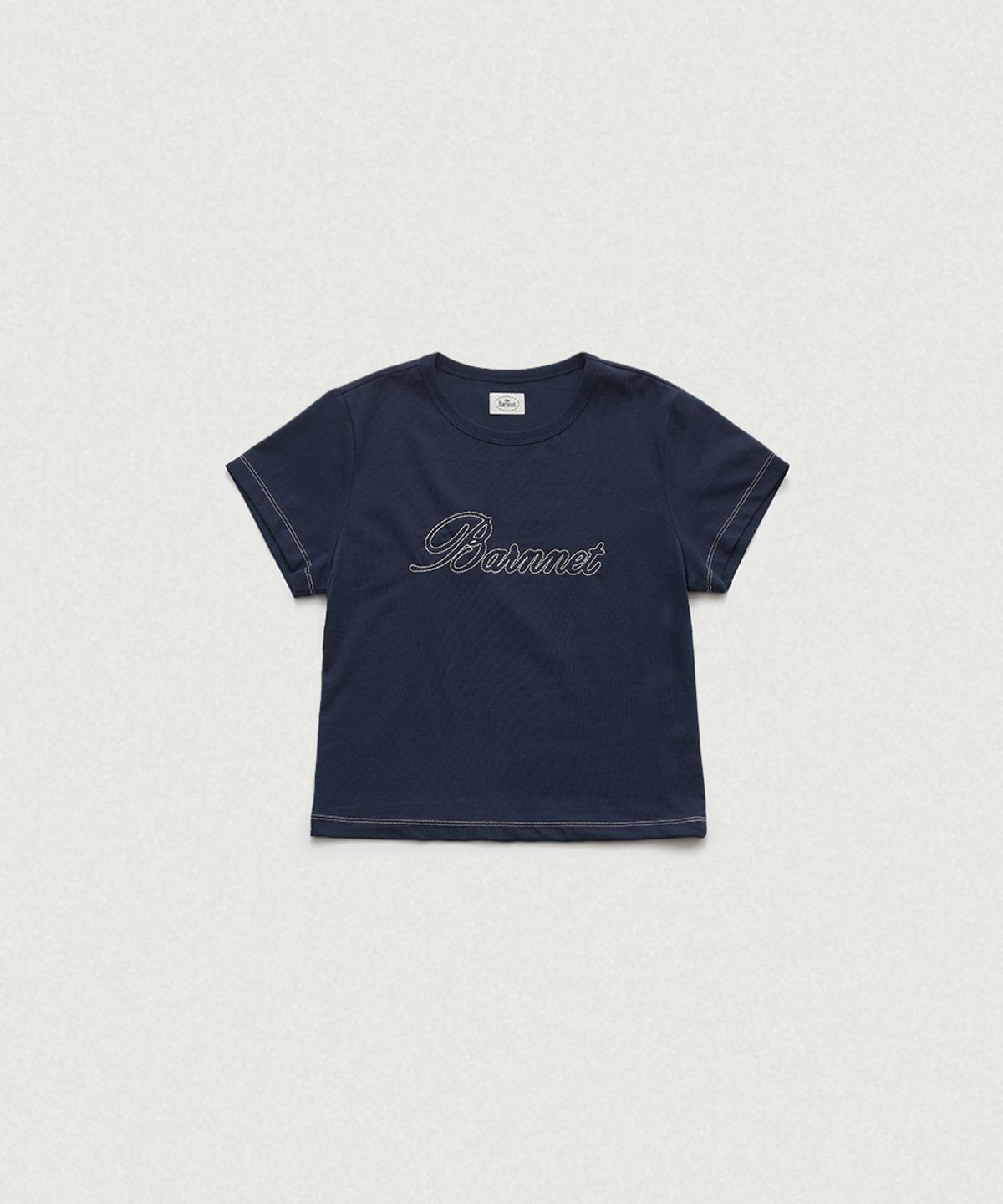 더바넷(THEBARNNET) Diana Chain Stitch Logo T-Shirt_Navy