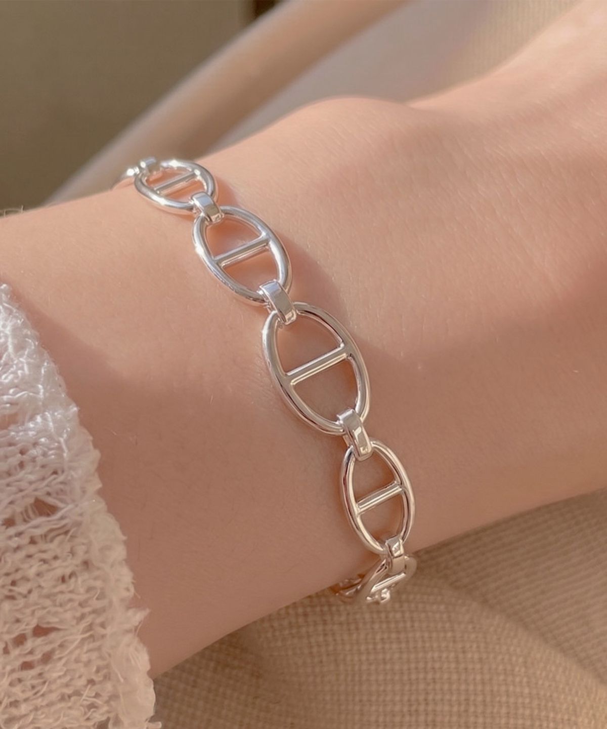 엘렌쥬얼리(HELENE JEWELRY) 925 실버 Silver 원형 사다리 체인 은 팔찌