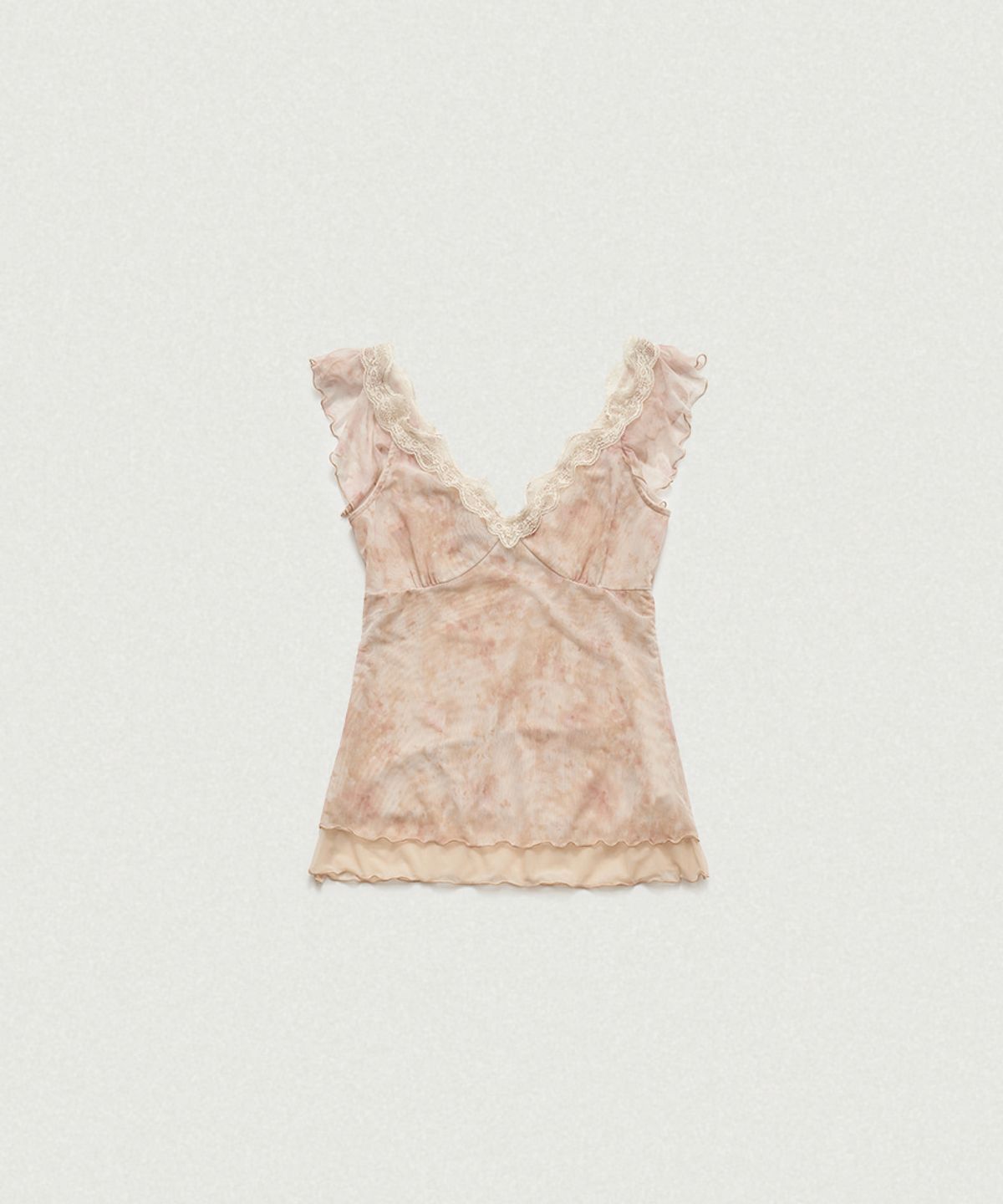더바넷(THEBARNNET) Sena Sheer Lace Sleeveless Top_Peach