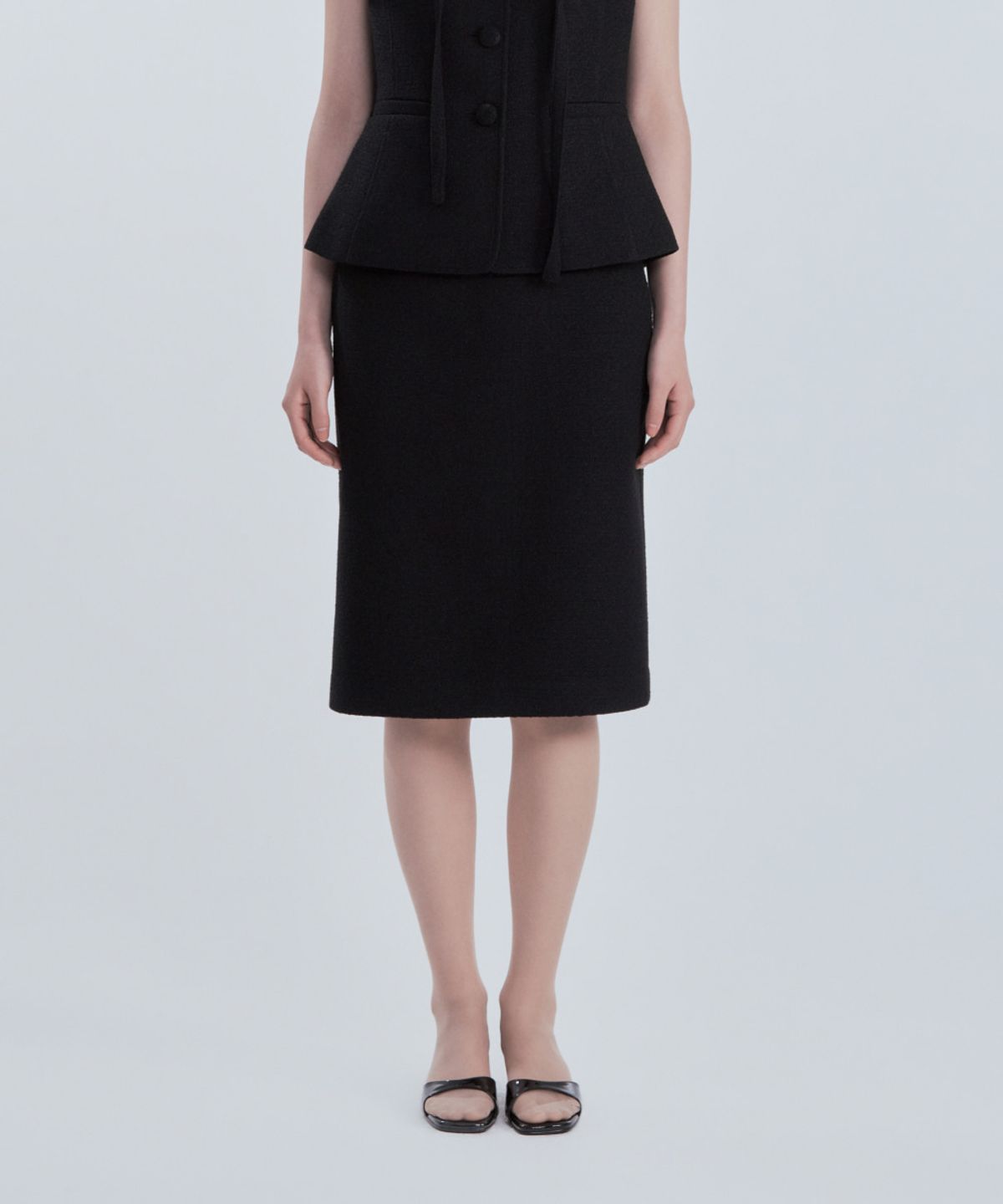 마우솔레움(MAU SOLEUM) MAC Tweed Midi Skirt (Boucle Edition) - Tweed Black