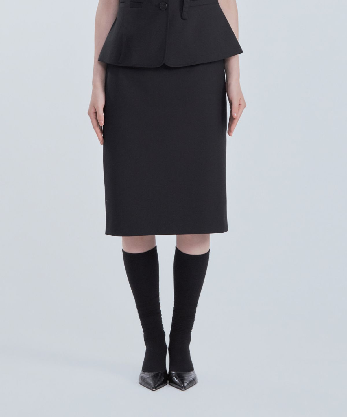 마우솔레움(MAU SOLEUM) MAC Suit Midi Skirt - Black
