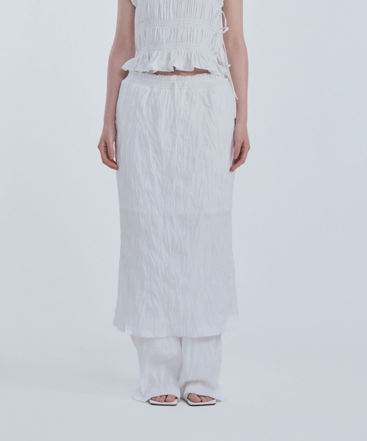 마우솔레움(MAU SOLEUM) Marae Smocked Waist Skirt - White