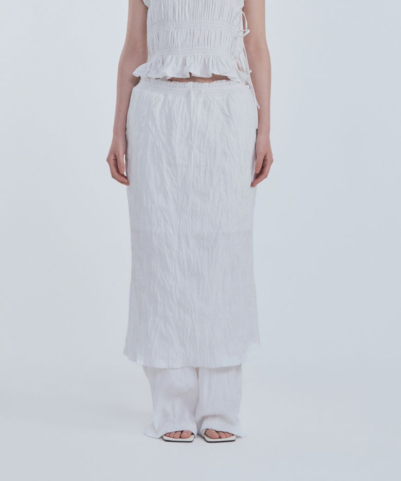 Marae Smocked Waist Skirt - White