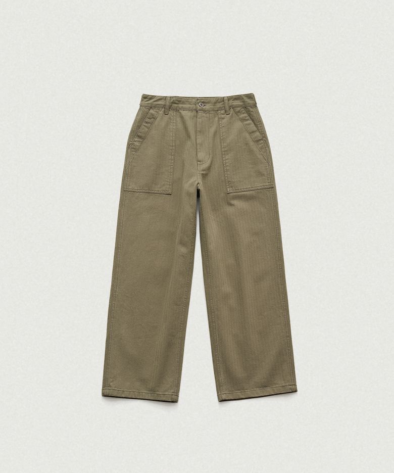 Herringbone Fatigue Pants_Khaki