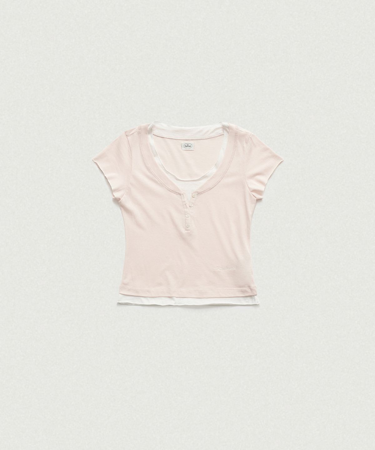 더바넷(THEBARNNET) Noah Slim Layered Tee_Peach
