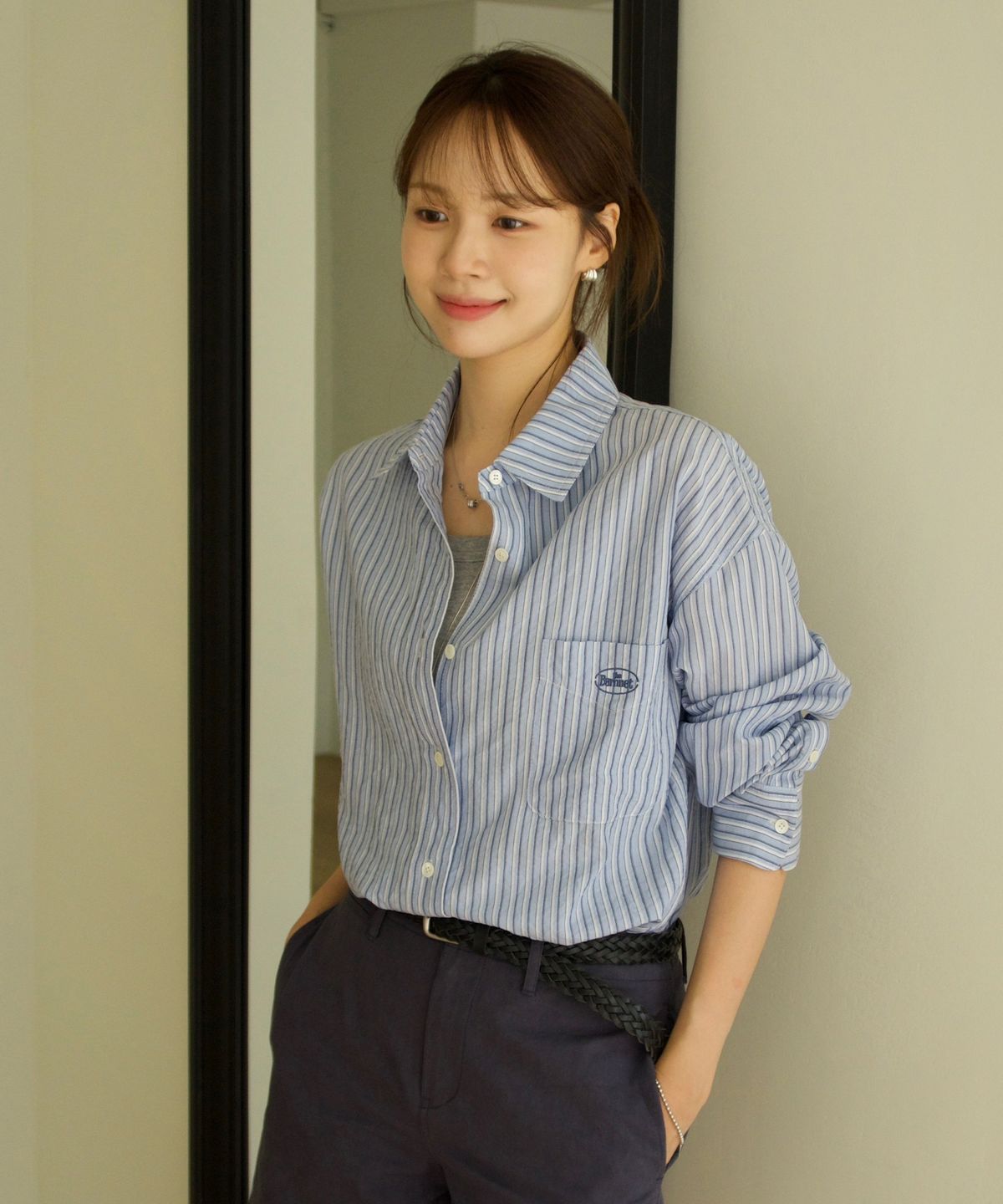 더바넷(THEBARNNET) Sui Stripe Pocket Shirt_Light Blue