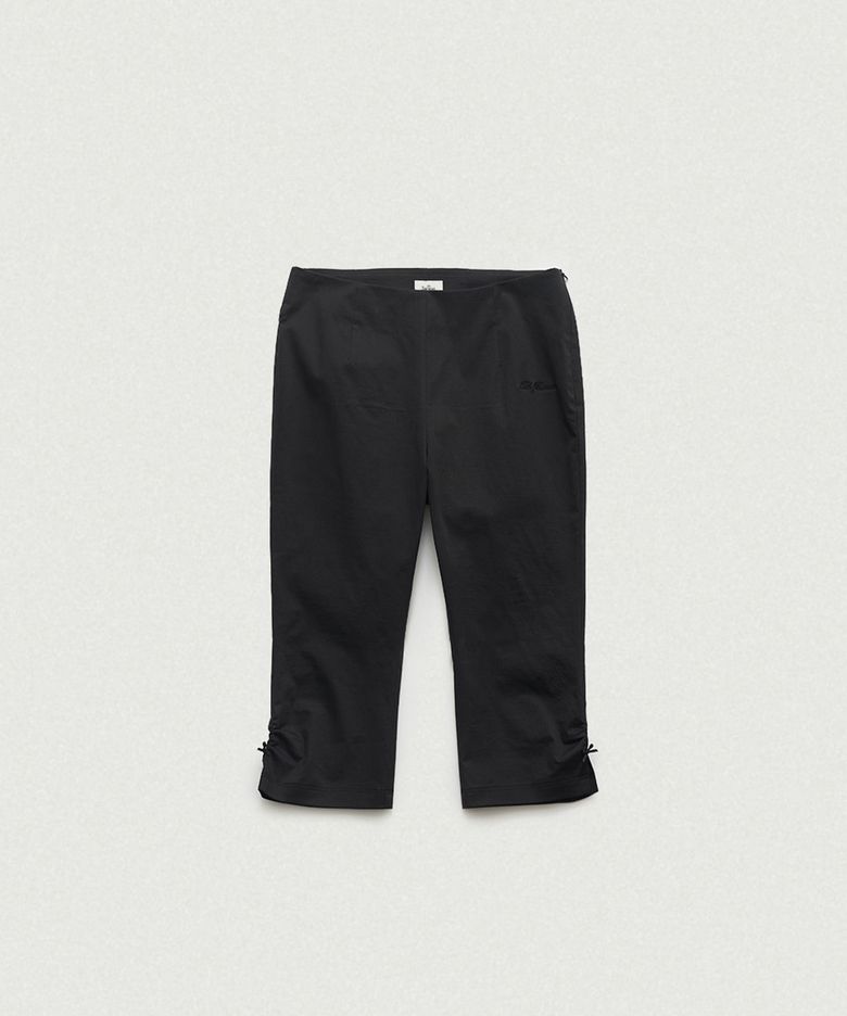 Rosy Ribbon Slit Capri Pants_Black
