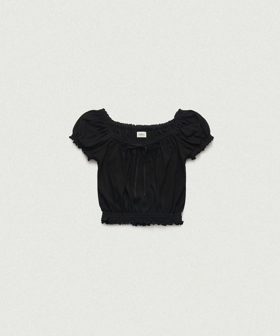 MUSINSA公式 | THEBARNNET Rudy Shirring Puff Top_Black