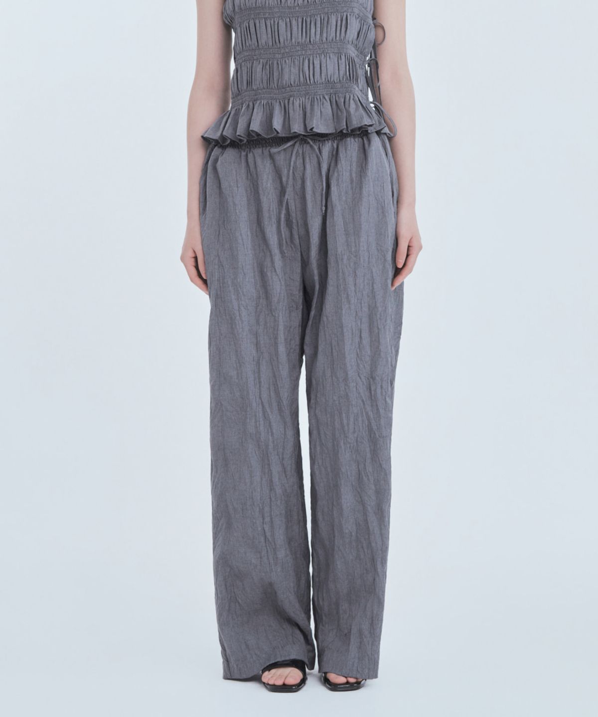 마우솔레움(MAU SOLEUM) Marae Smocked Waist Pants - Grey