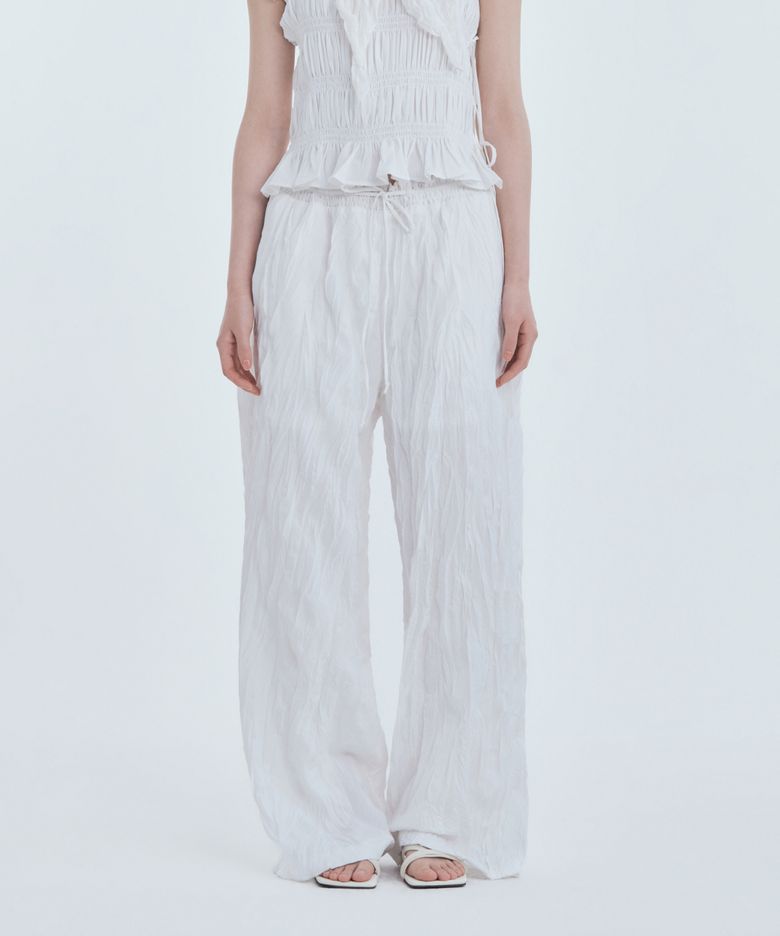Marae Smocked Waist Pants - White