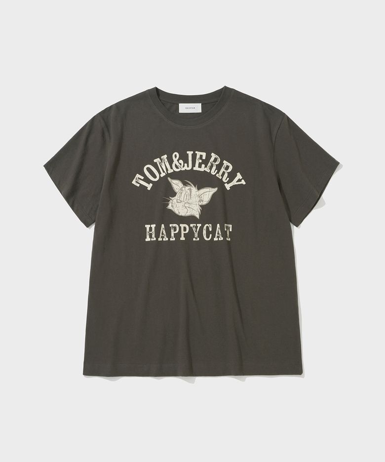 [톰과제리X셔터] TJS HAPPY CAT T-SHIRT (BROWN)