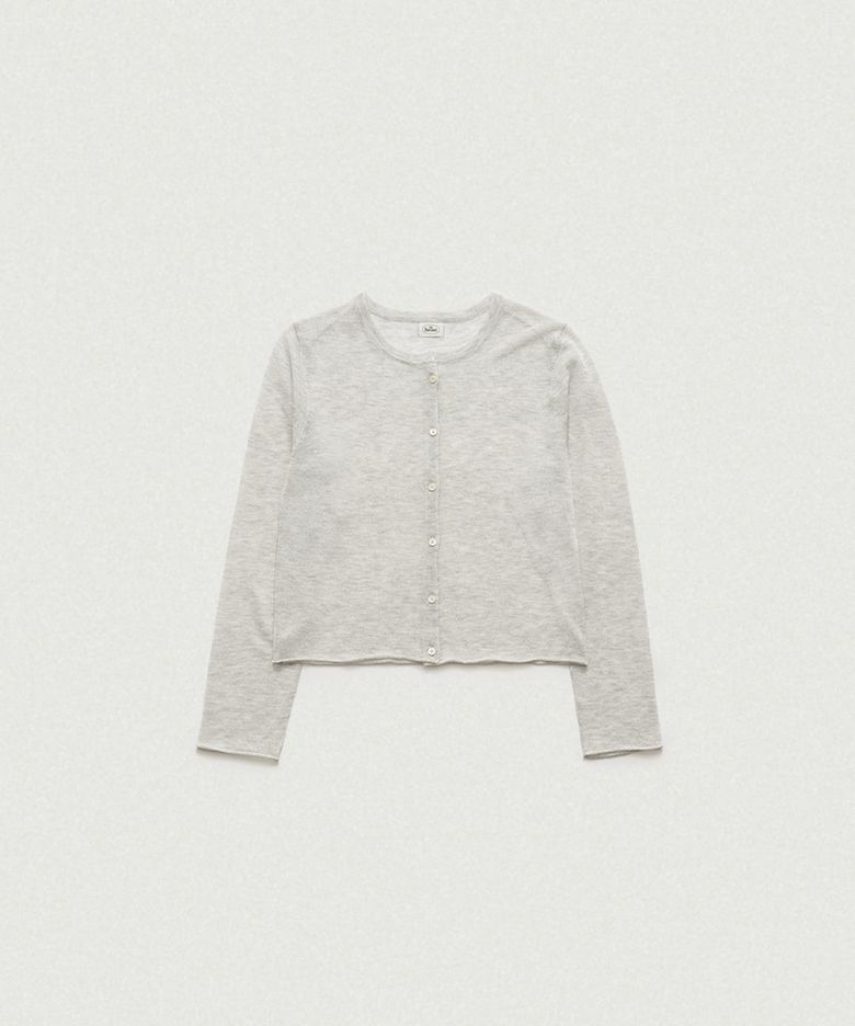Hyled Linen Button Cardigan_Light Grey