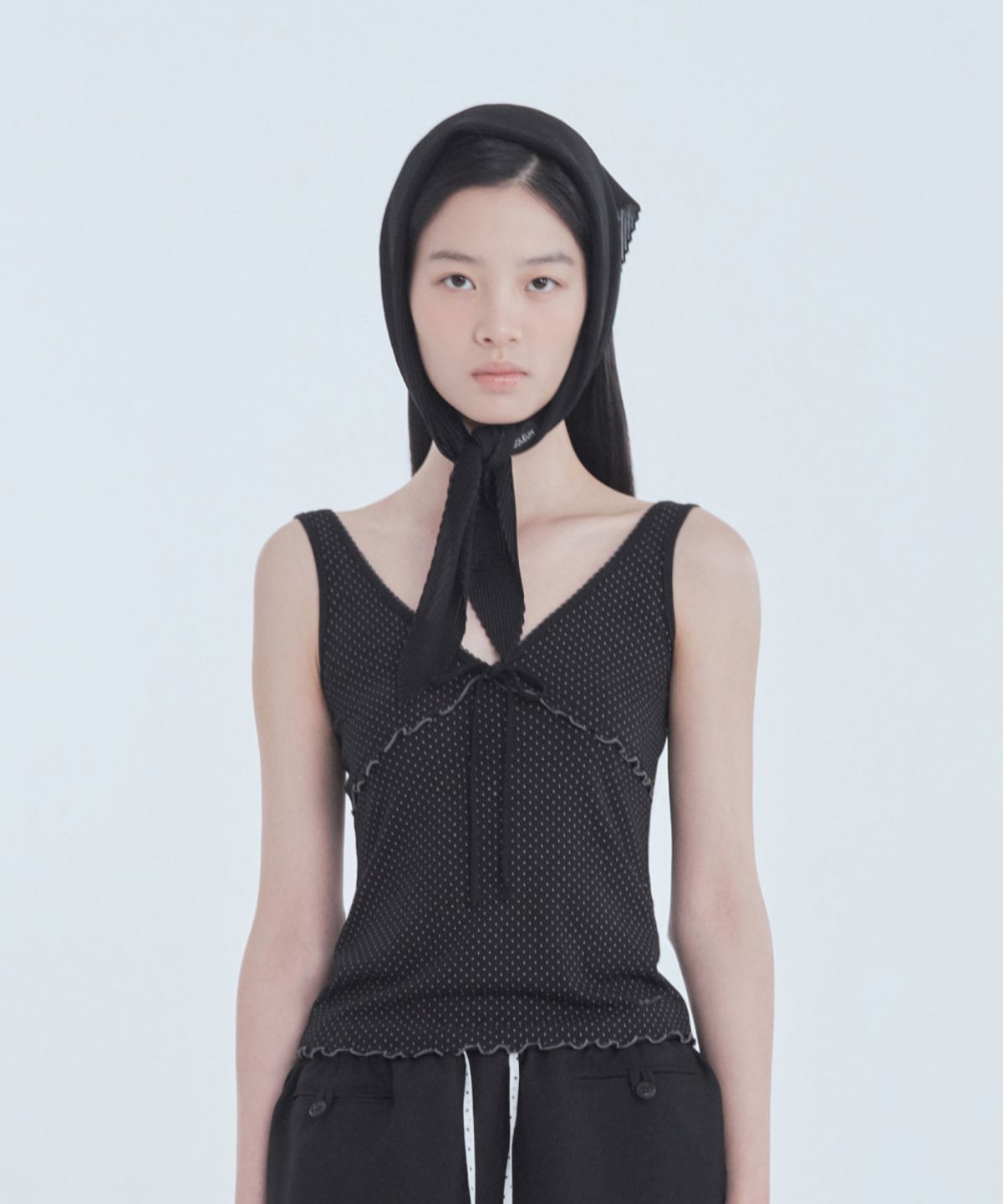 마우솔레움(MAU SOLEUM) Dot Ribbon Top - Black