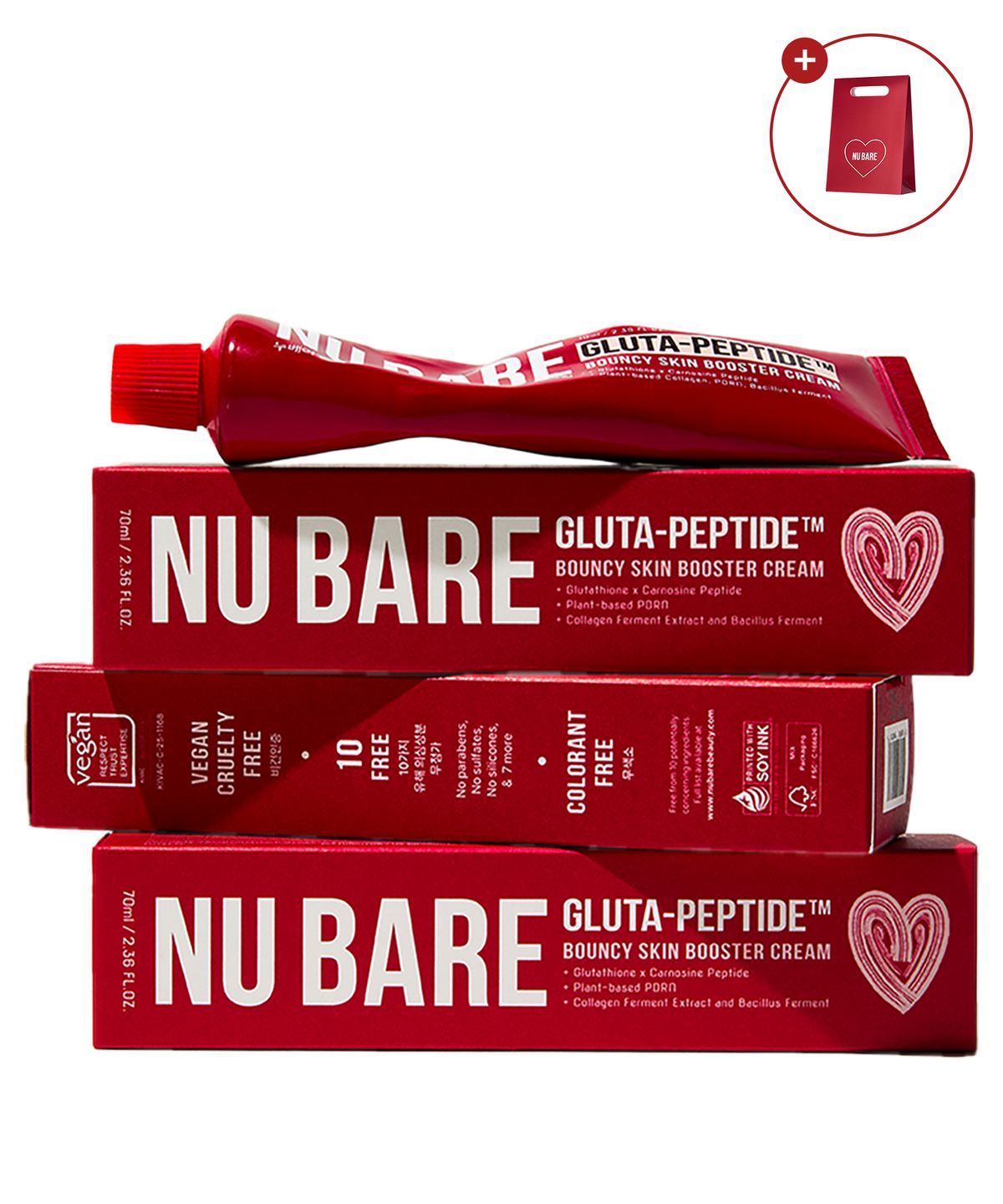 누베어(NUBARE) 글루타-펩타이드 바운시 스킨 부스터 크림 더블 에디션(70ml*2)