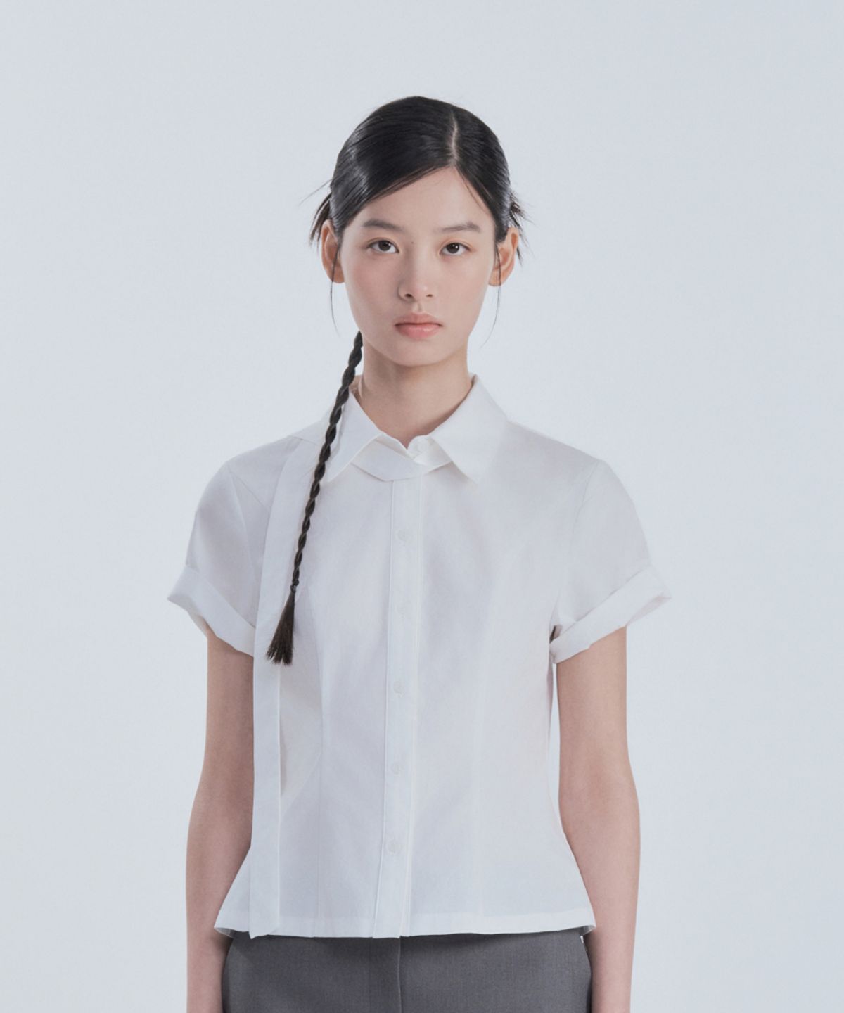 마우솔레움(MAU SOLEUM) Half-Sleeve Tailored Shirt - White