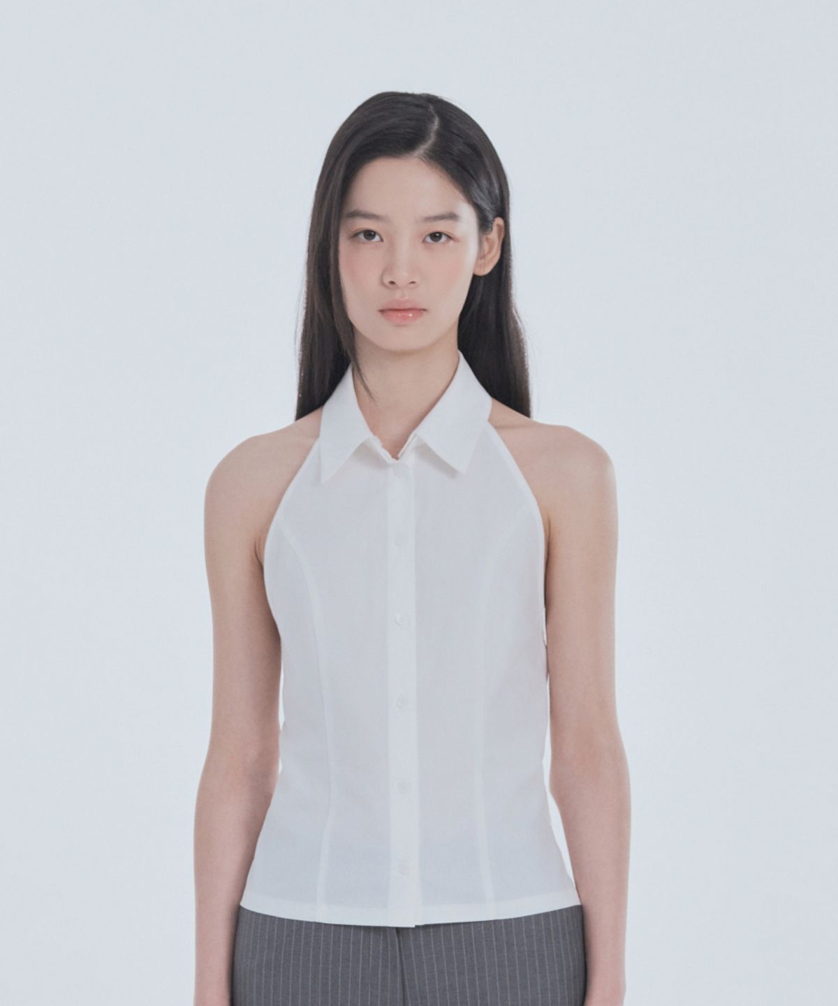 마우솔레움(MAU SOLEUM) Two-Way Collar Halter Shirt - White