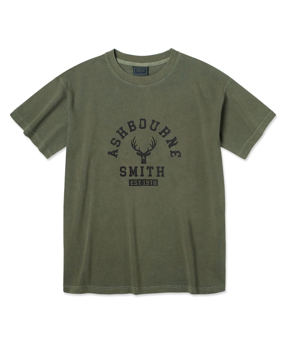 애쉬본&스미스(ASHBOURNE & SMITH) [MEN] DEERHEAD 피그먼트 반팔티 ASH1011_카키
