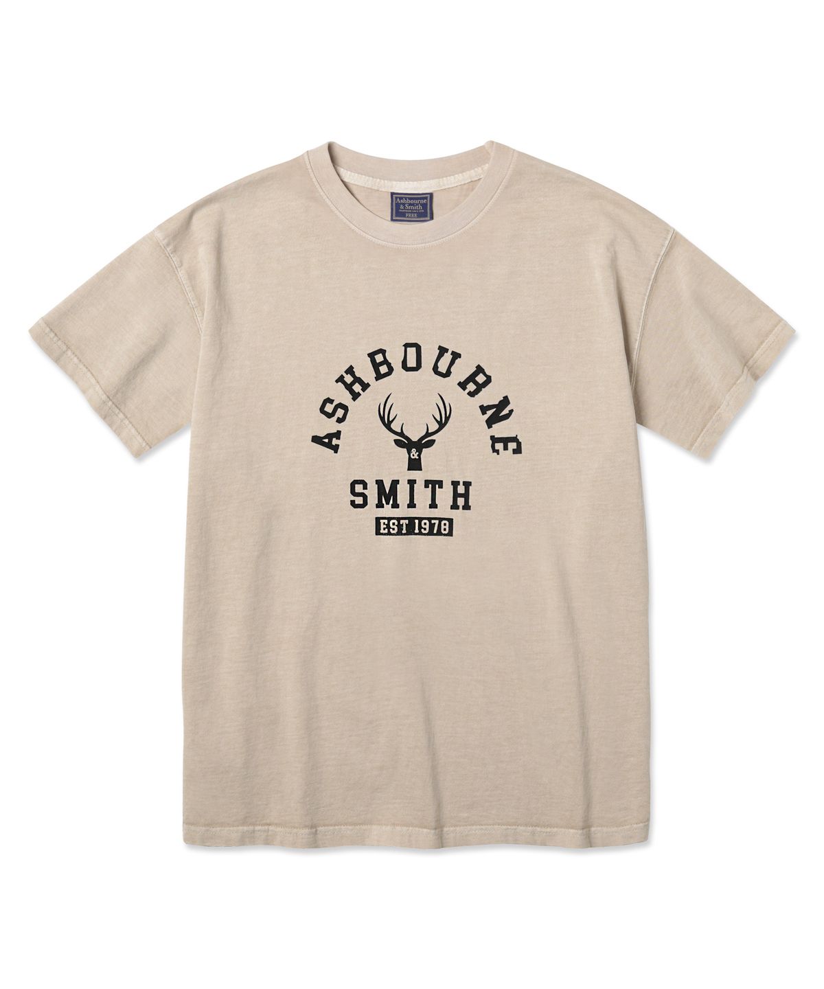 애쉬본&스미스(ASHBOURNE & SMITH) [MEN] DEERHEAD 피그먼트 반팔티 ASH1011_베이지