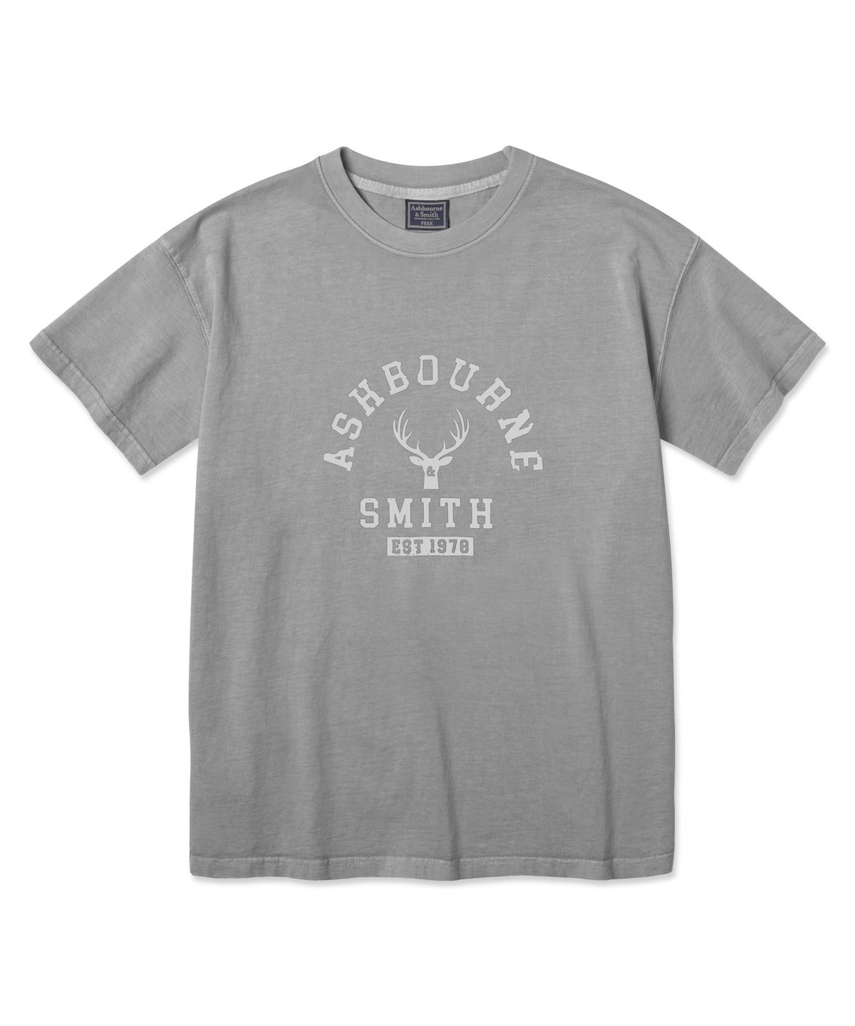 애쉬본&스미스(ASHBOURNE & SMITH) [MEN] DEERHEAD 피그먼트 반팔티 ASH1011_그레이