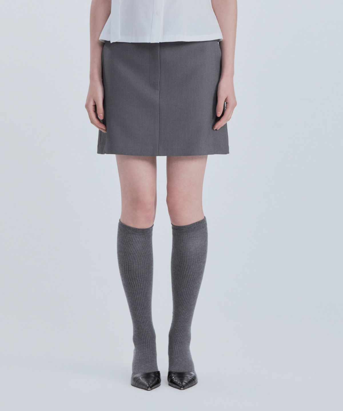 마우솔레움(MAU SOLEUM) Mila Waist A-Line Skirt - Grey