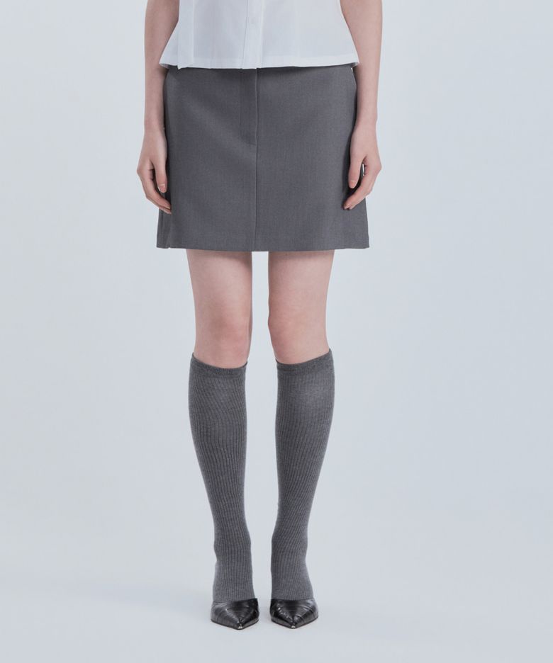 Mila Waist A-Line Skirt - Grey