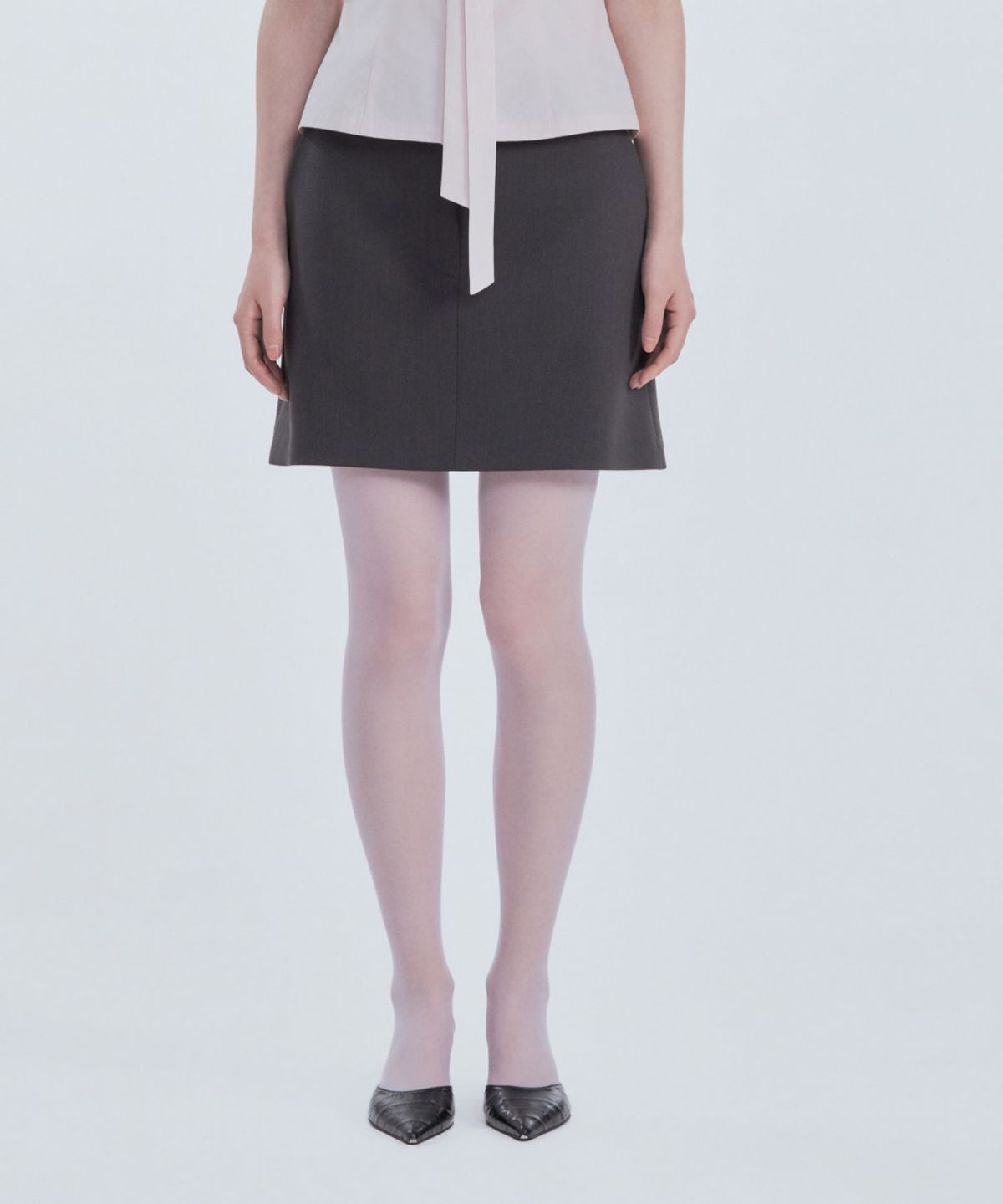 마우솔레움(MAU SOLEUM) Mila Waist A-Line Skirt - Charcoal