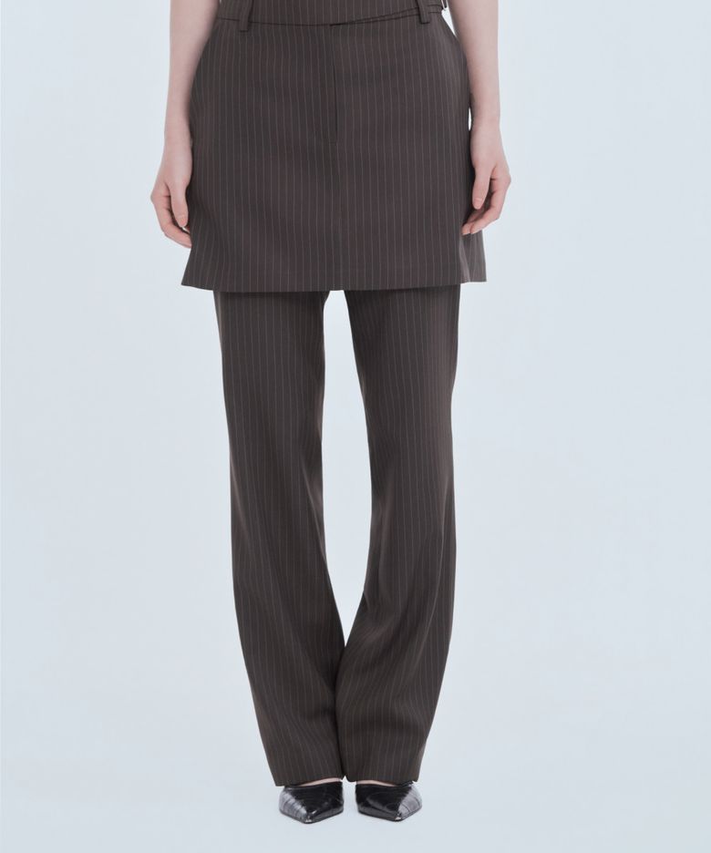 Mila Waist A-Line Skirt - Brown Stripe