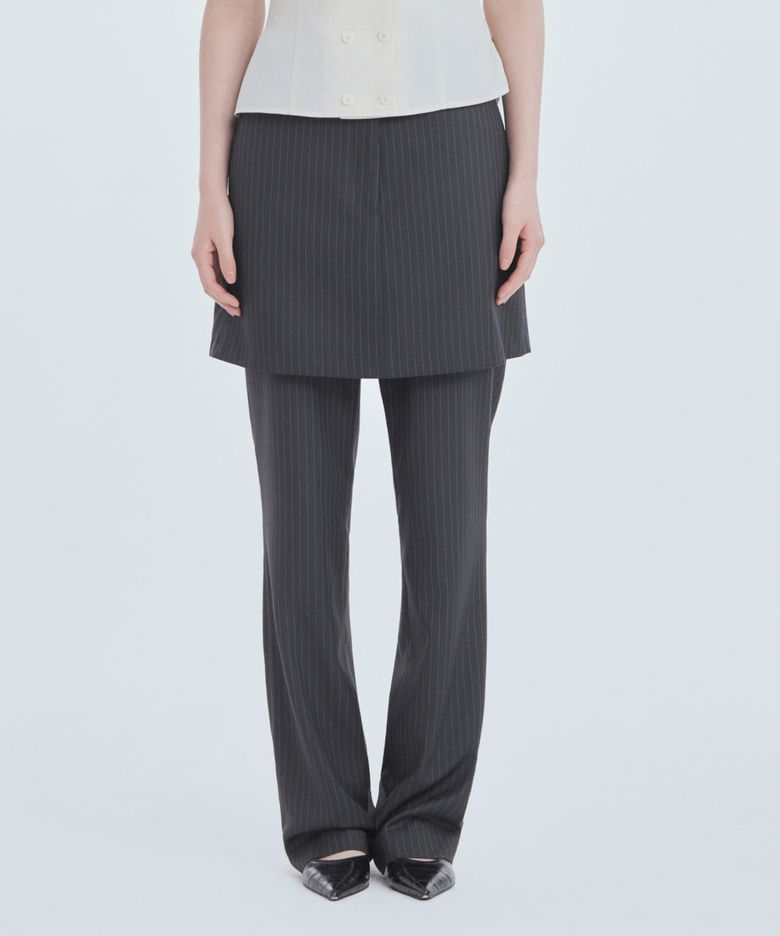 Mila Waist A-Line Skirt - Charcoal Stripe