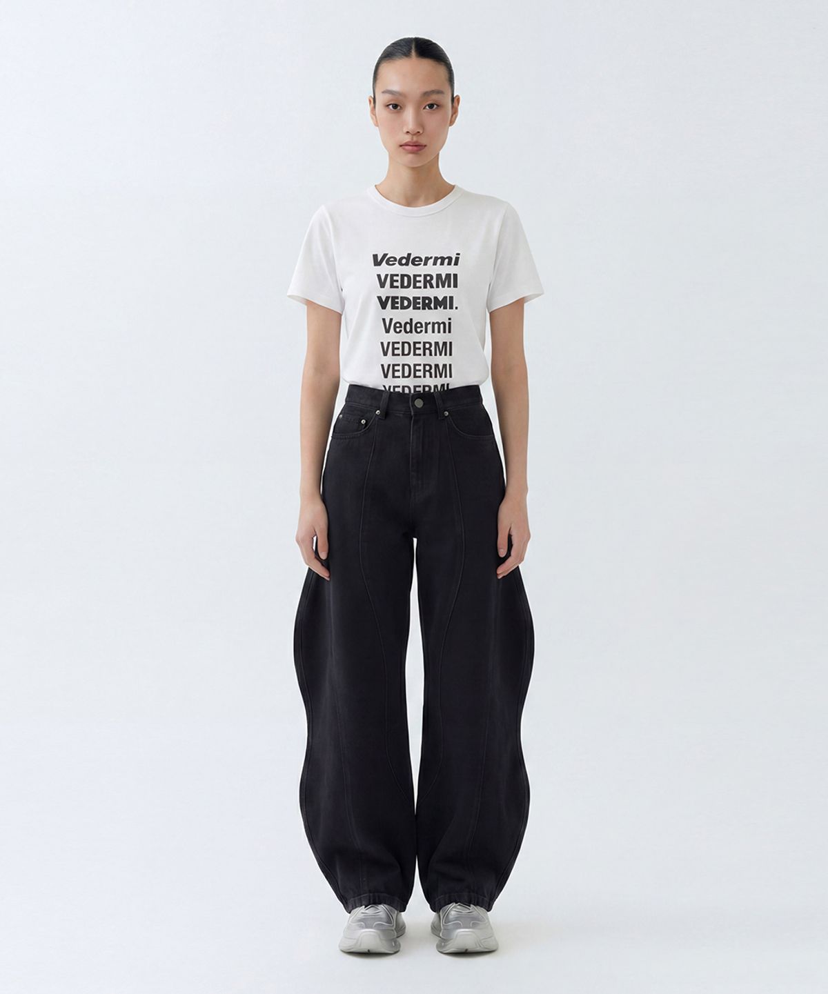 베데르미(VEDERMI) black wave curved denim pants