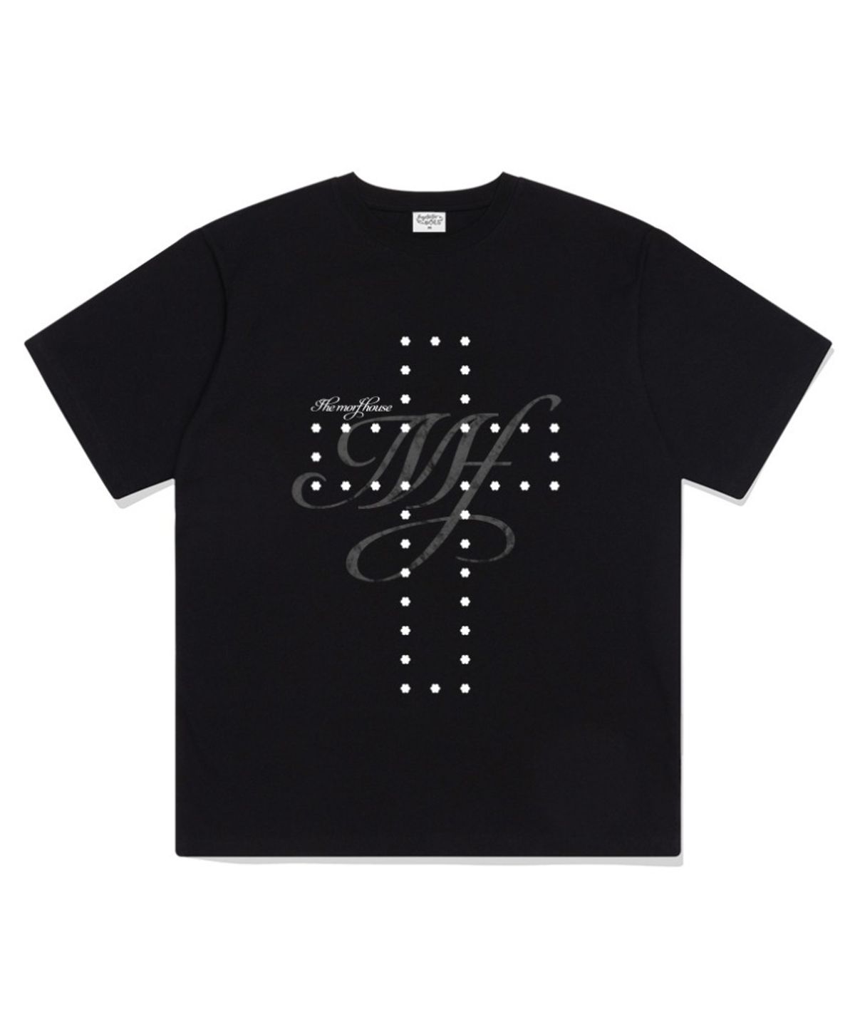 더모프하우스(THEMORFHOUSE) MORF 플라워 크로스 오버핏 반팔 티셔츠 블랙