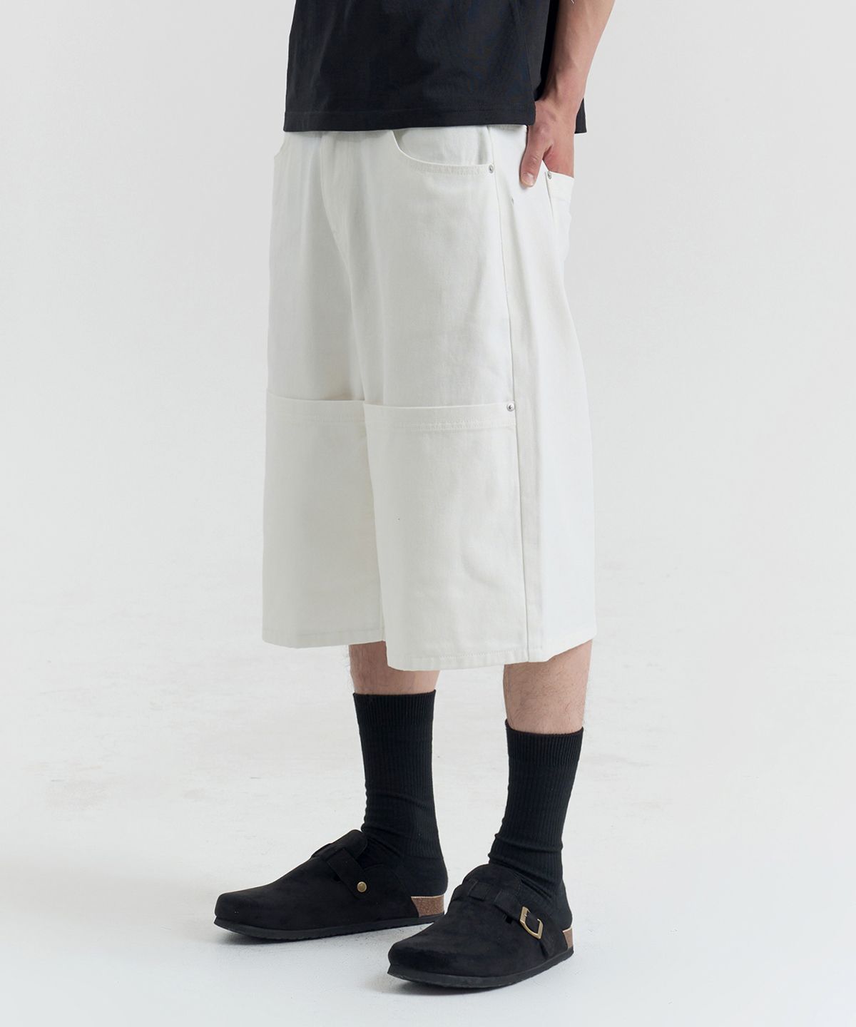 노페이머스(NOFAMOUS) Twill Pocket Cotton Bermuda Shorts (Ivory)