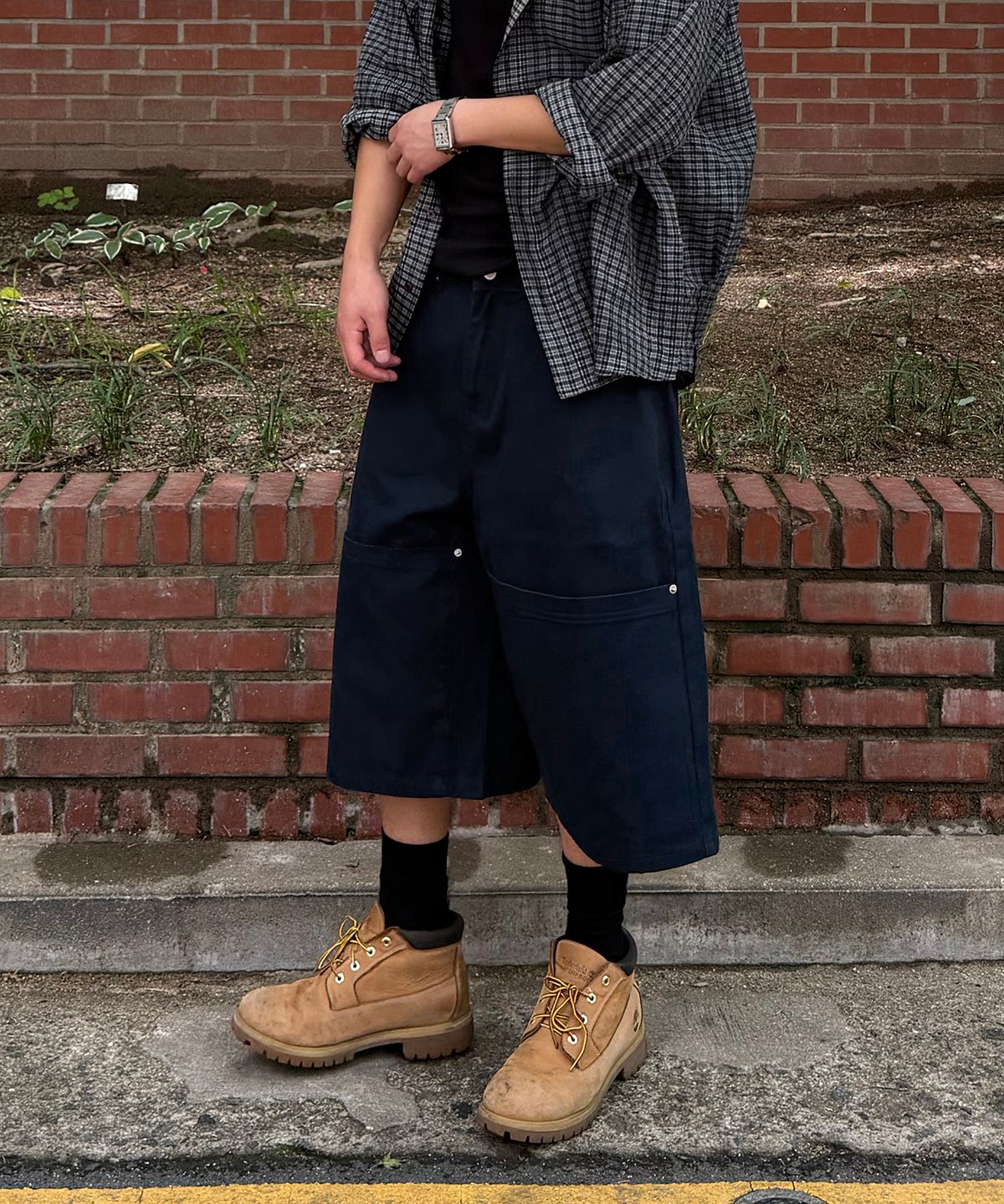 노페이머스(NOFAMOUS) Twill Pocket Cotton Bermuda Shorts (Navy)
