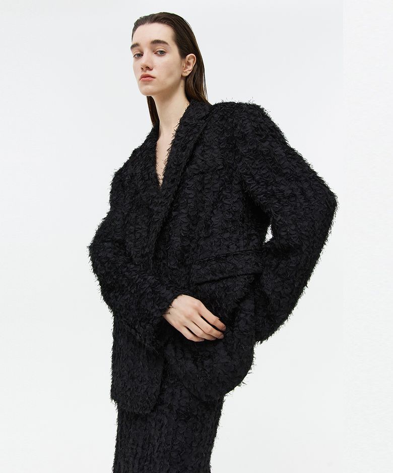 fluffy fabric blazer