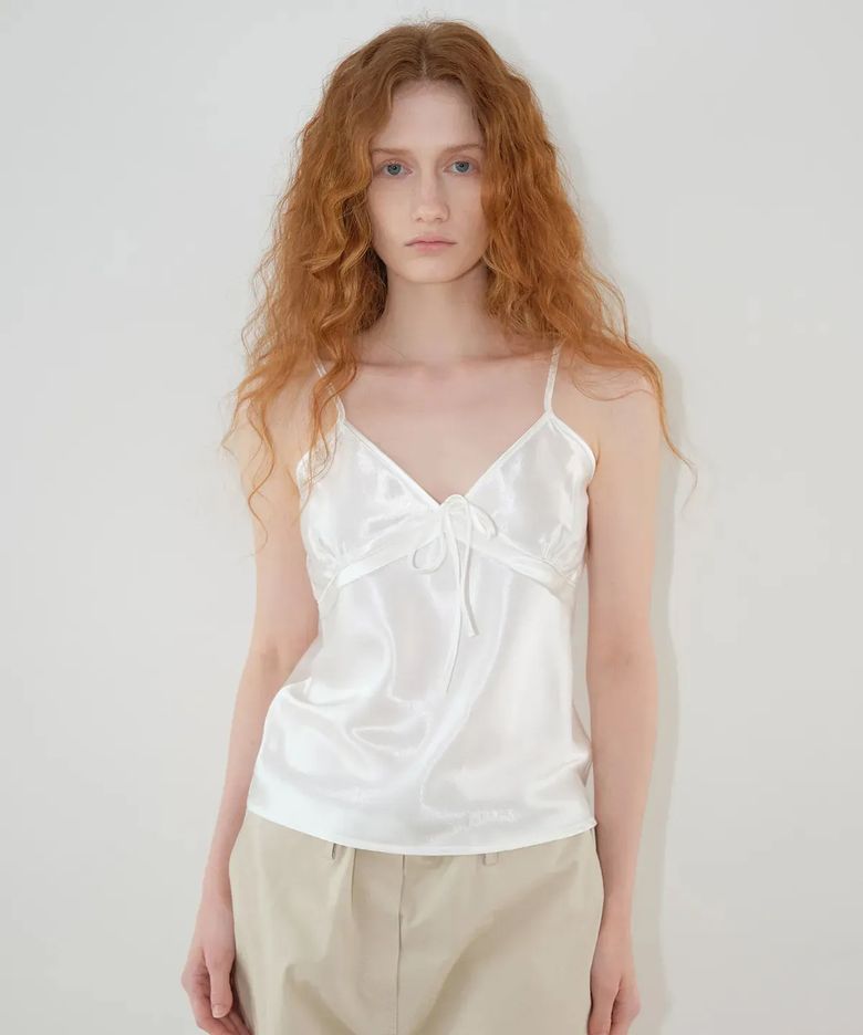RIBBON SATIN SLEEVELESS_white