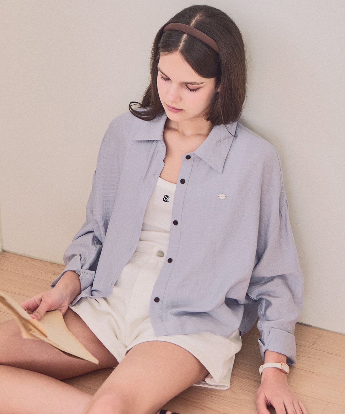 슬로우롤리(SLOWLOLLI) Volume sleeve crop shirt_4 Colors