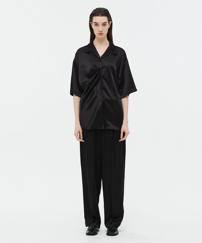 satin front tuck half sh